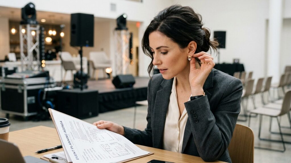 Close-up photorealistic image of a woman in business-chic at